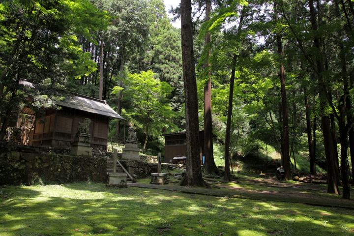 若宮八幡神社境内と大谷吉継の陣跡(右手丘)