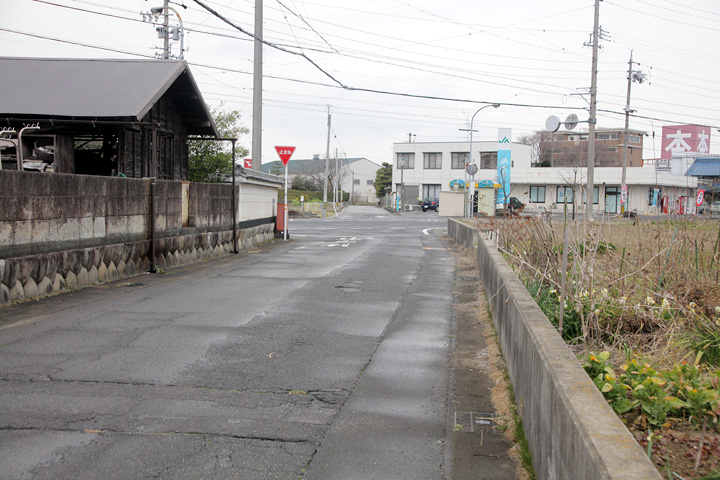 県道118号線を渡る