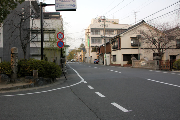 大垣城 西総門跡(京口門跡)付近の美濃路