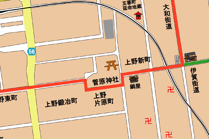 現代鍛冶町・片原町・新町周辺地図