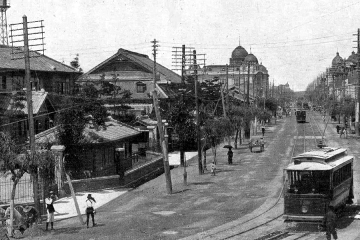 広小路　名古屋市役所前(大正中頃)